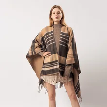 

Ladies Scarf Autumn And Winter Plaid Tassel Extra Thick Warm Shawl Fashion Cloak Плащ женский шаль