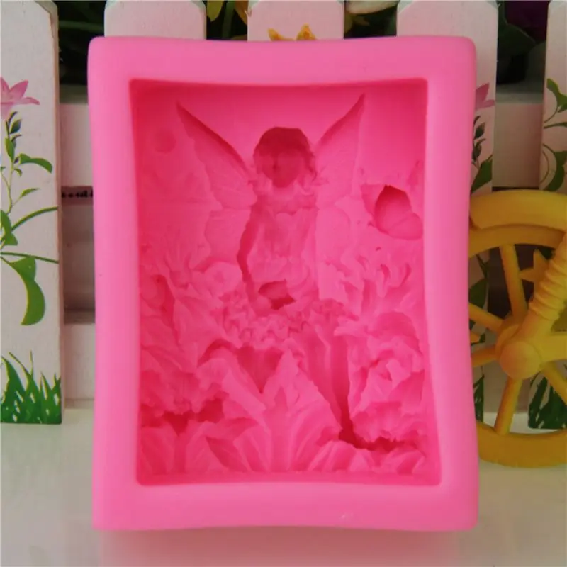 3D цветок силиконовая форма в виде ангела для мыла DIY глина Свеча для торта помадка выпечки 6XDD