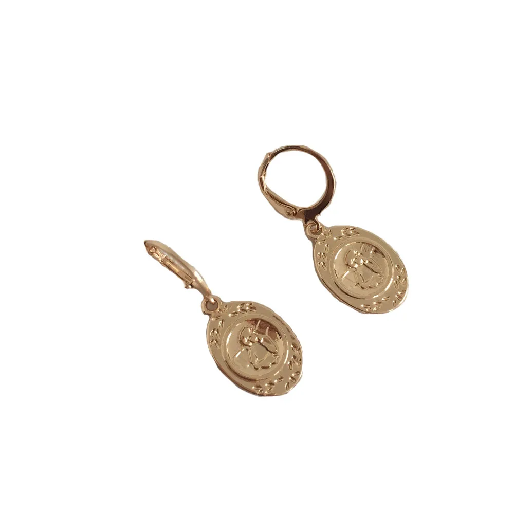 

TRENDY WOMEN EARRING GOLD COLOR PLATING ANGEL ENGRAVED PENDANT DROP EARRING FOR WOMEN GIRL