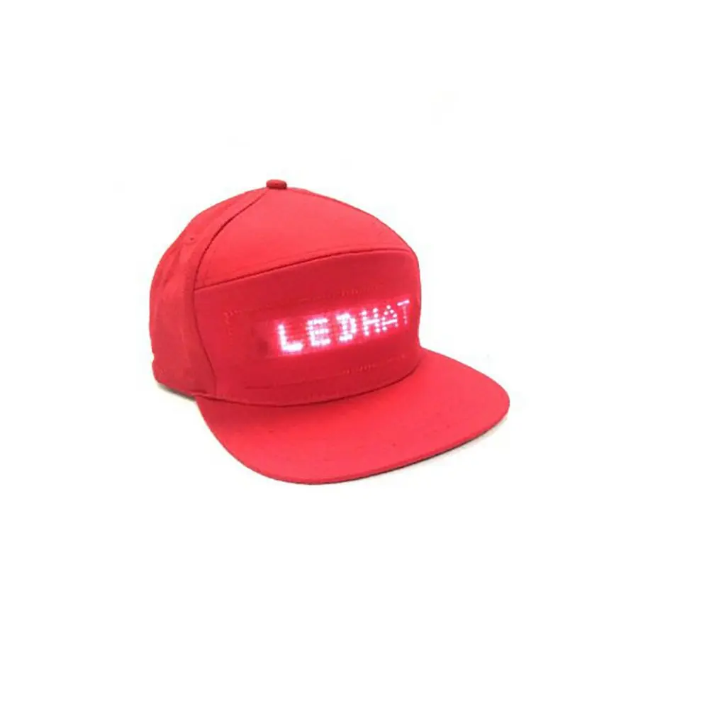Светодиодный дисплей модная шляпа светящаяся, для клуба вечерние спортивные фонарик для путешествий бейсбол, Гольф хип-хоп светящаяся шапка программируемая - Цвет: red