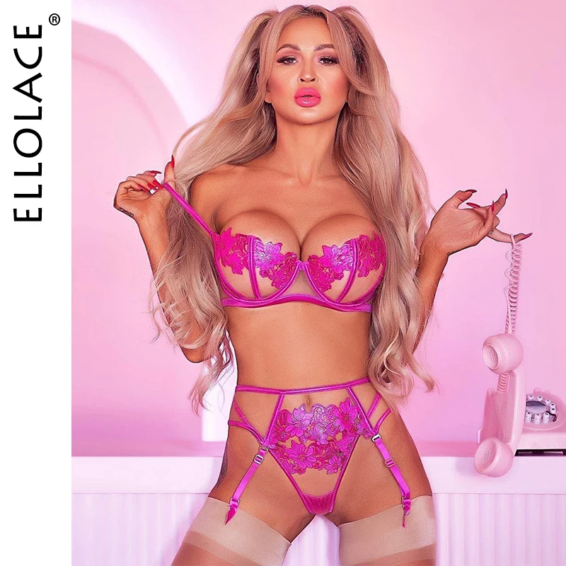 

Ellolace Lingerie Exotic Costumes Hollow Out Transparent Erotic Sets Sensual Porn Lace Underwear Intimate Sexy Bra And Panty Set