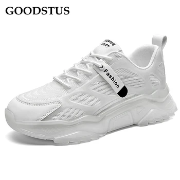 

GOODSTUS Men Pu Sneaker Breathable Hot Sale Thick Sole Comfortable Solid Fashion Style Male Walking Shoes Tenis Casual Masculino