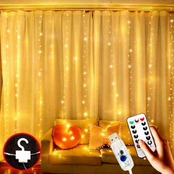

3M LED Curtain Lamp USB String Lights Remote Control Fairy Light Garland For New Year Christmas Home Wedding Decoration