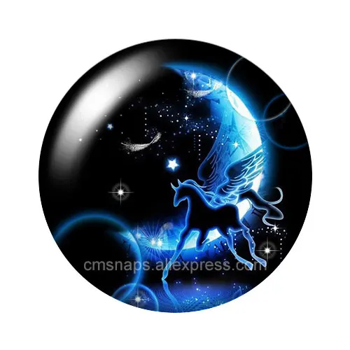 Освещение Ночь Луна волшебный замок 18 мм кнопки 10 шт смешанный круглый стеклянный кабошон стиль для украшение с защелкой - Окраска металла: DB1020-06
