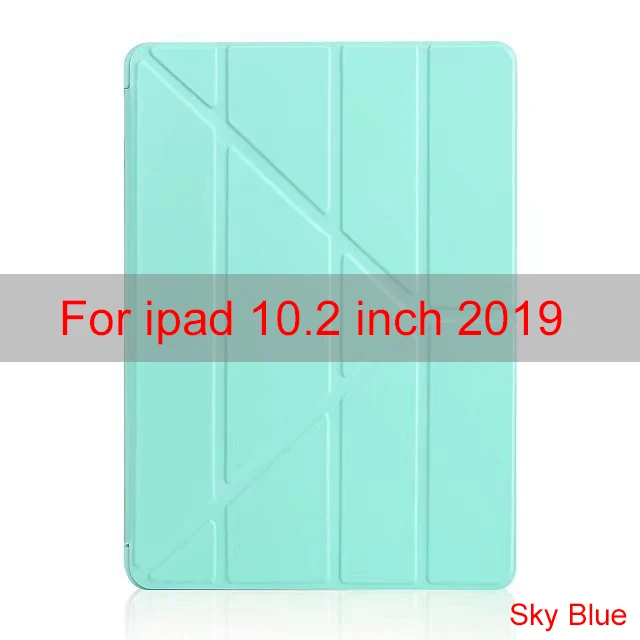 Essidi, мягкий чехол, чехол для ipad 10,2 дюймов, из искусственной кожи, умный чехол, рукав для ipad 7-го поколения, противоударный флип-чехол - Цвет: Sky Blue