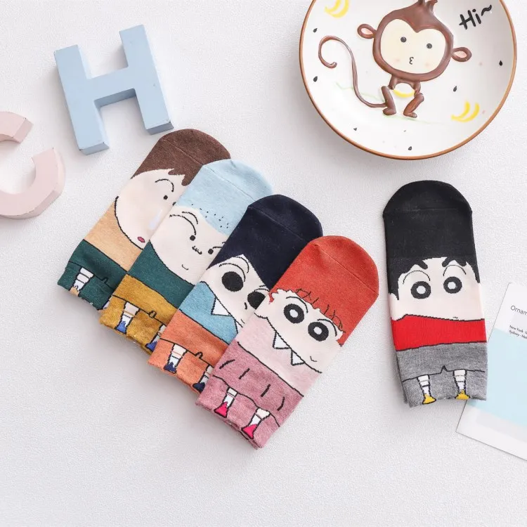 Харадзюку носки для девочек с героями мультфильмов Crayon Shin Chan кавайные женские
