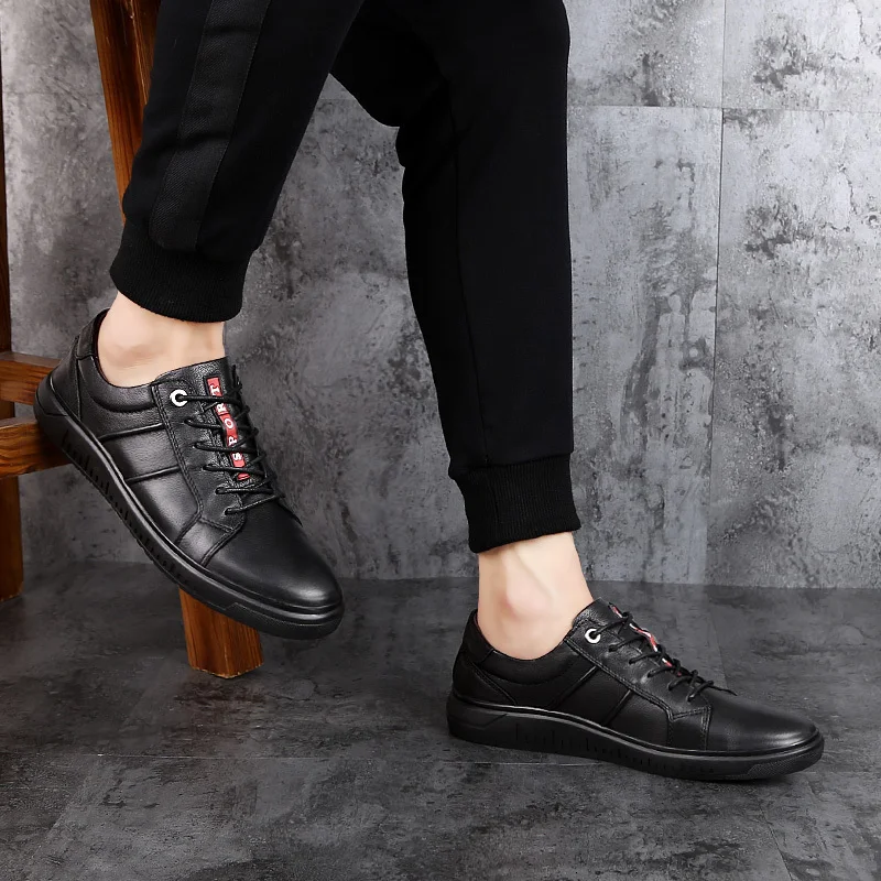 Модная мужская повседневная обувь; уличная Мужская обувь из натуральной кожи; повседневные кроссовки на шнуровке; дышащая обувь в деловом стиле; модная черная обувь на плоской подошве; n1