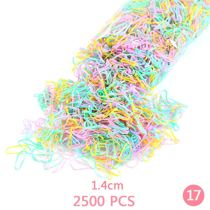2500/1000/800/500 шт./лот, одноразовые резинки для девочек, держатель для конского хвоста, Детские резинки для волос, резинки для волос, аксессуары для волос - Цвет: 1.4x2500  17