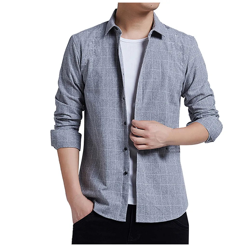 Рубашка camisa masculina мужская рубашка мужские рубашки chemise homme Уличная Повседневная модная полосатая Свободная рубашка с длинным рукавом Z4 - Цвет: C