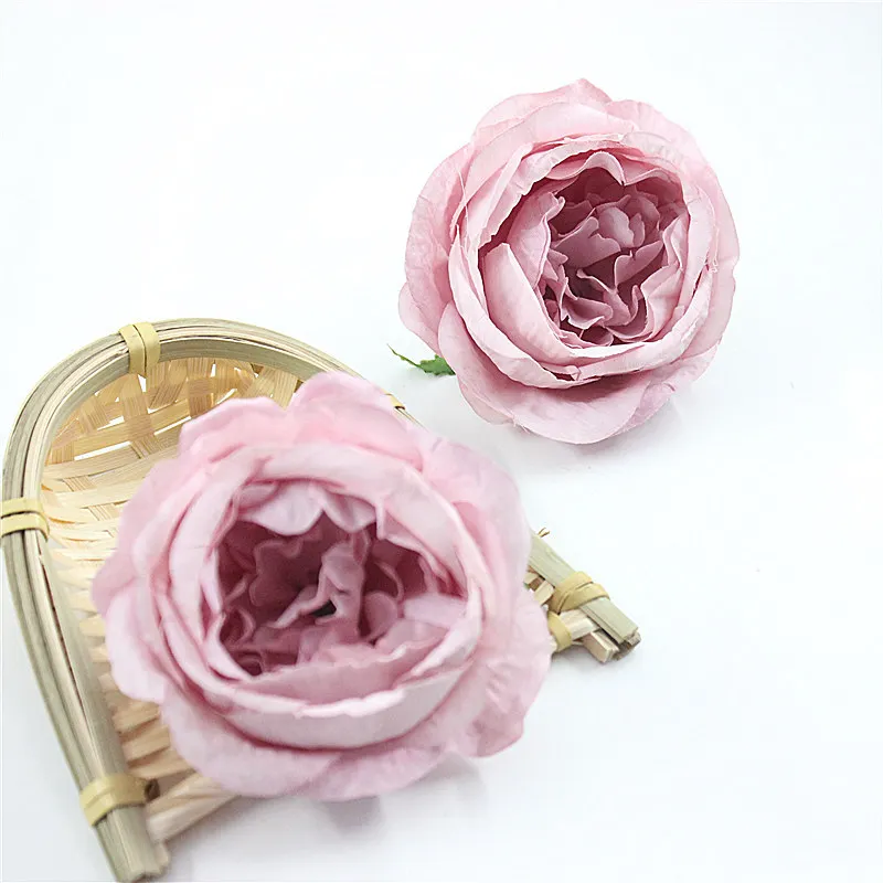 5PCS 7.5cm Peony Flower Head Silk Artificial Flowers For Wedding Decoration DIY Decorative Party Hotel Home Wreath Fake Flowers