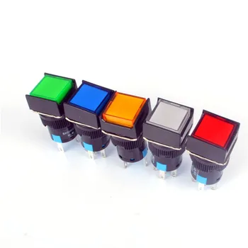 

1Pcs 16mm Square Momentary Push Button Switch Self-Reset LED Lamp 5 Pins