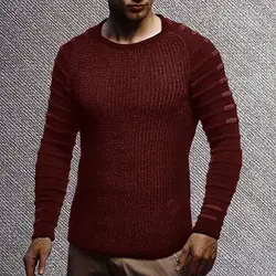 Disputent мужской тонкий приталенный Повседневный свитер индивидуальный модный тканый строченный пуловер однотонный толстый свитер Мужская
