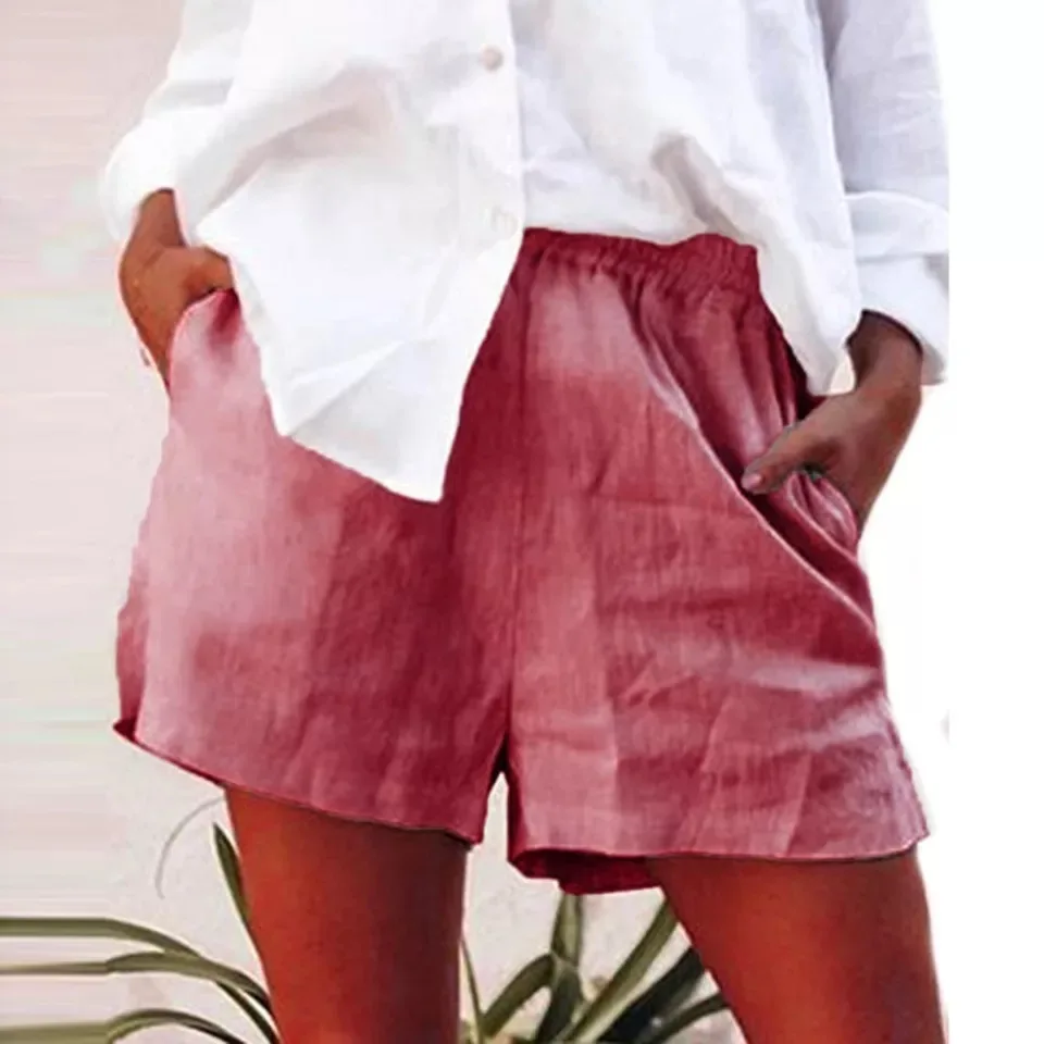 nike running shorts Fashing Summer Women Cotton Linen Shorts Leisure Loose Short Pants Elastic Waist Casual Fashion Candy Color Big Plus Size S-5XL lululemon shorts