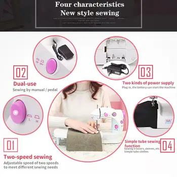 

Mini Sewing Machine Single Needle Pink Electric Automatic Handheld Home Sewing Machine Hand-Held Sewing Machine ABS