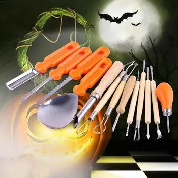 

14Pcs/set Professional Halloween Stainless Steel Pumpkin Halloween Kitchen Kit Engraving Carving Multi-function Accessories F1E0