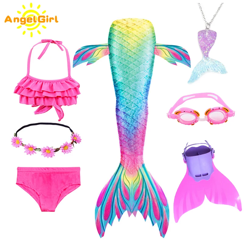 AngelGirl детский красочный купальный хвост Русалочки с ластами для девочек летний