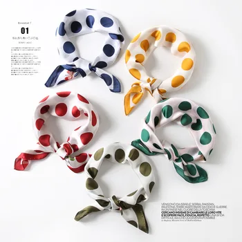 

2020 New Fashion Girl Neck Accessories Square 70cm X 70cm Scarfs Big Round Dot Design High Quality Silk Feeling Scarf Kerchief