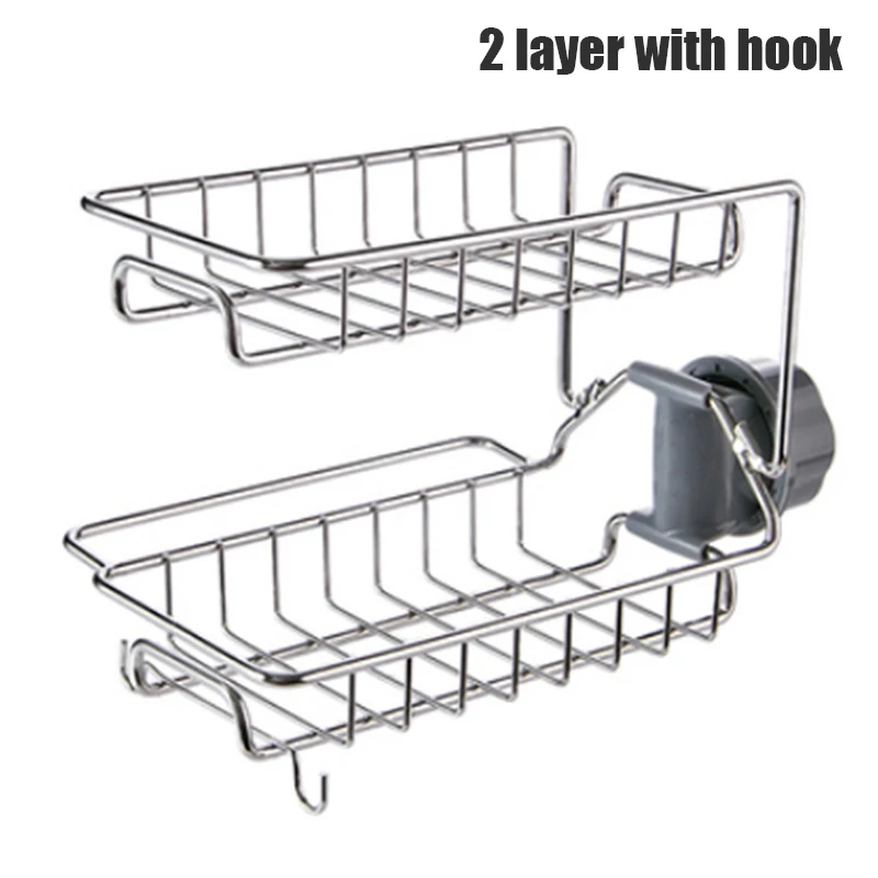 2 Layer with hook Faucet Sponge Holder Sink Organizer Drainer Faucet Hanging Storage Rack for Bathroom Kitchen OCT998 - Цвет: 2 Layer with hook