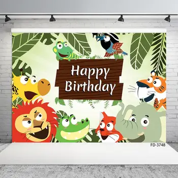 

Jungle Woodland Animals Birthday Party Banner Photography Background Decor Baby Shower Child Poster Backdrop Photo Studio Props