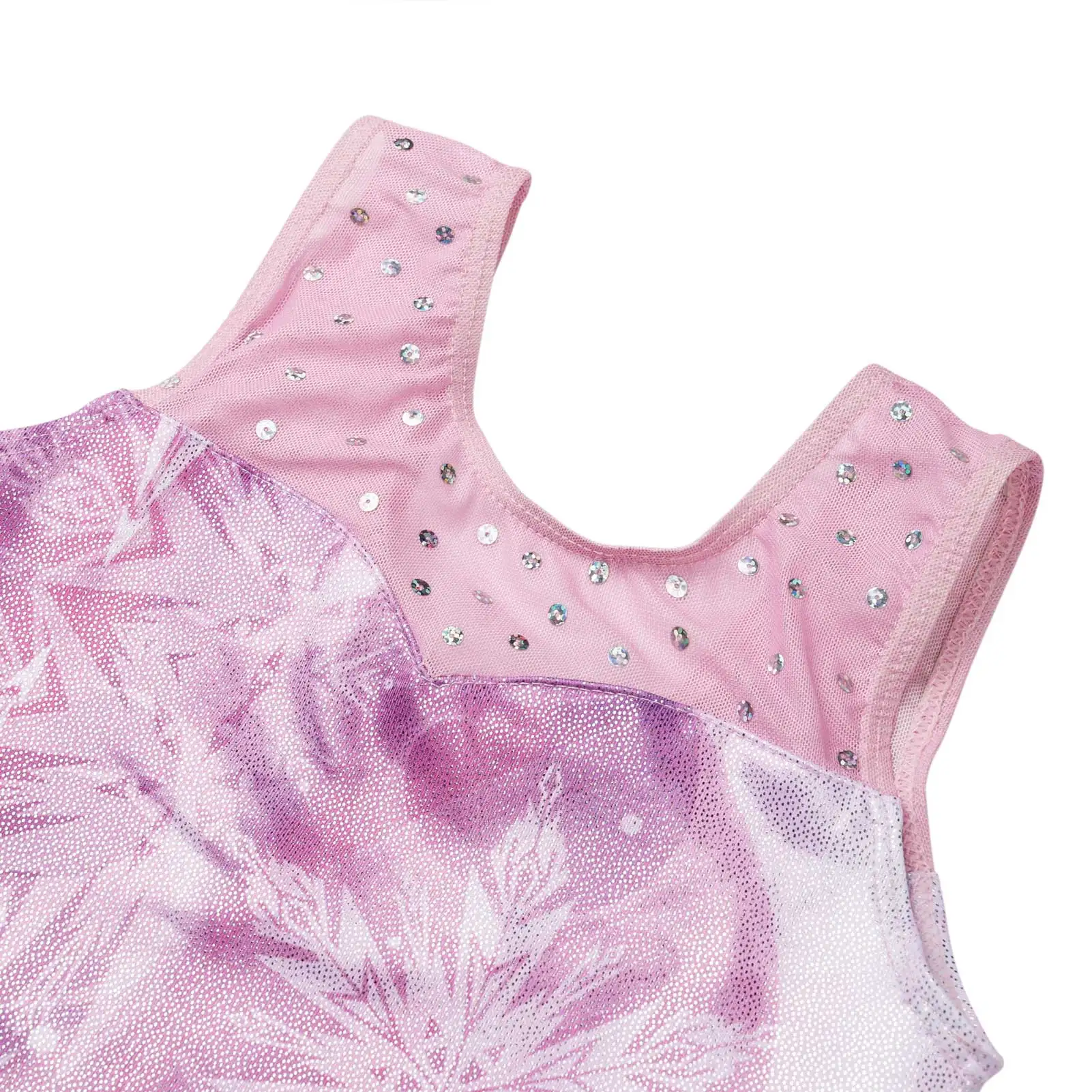 Children dance leotards Gymnastics dancewear sets Girls Ballet Leotard Snowflake Print Teens Practice Outfit Dance Wear Ballerina Bodysuit Jumpsuit