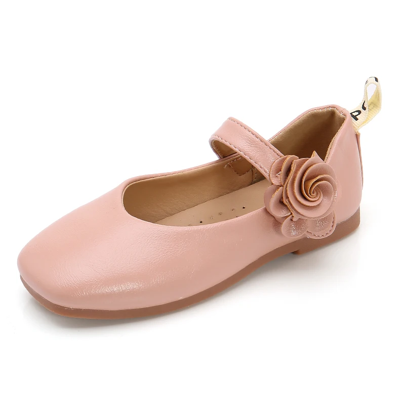 SSJ032Pink Из мягкой PU искусственной кожи детская кожаная обувь для детей девочек туфли принцессы Детские с цветочным принтом на плоской подошве; модельные туфли для мальчика - Цвет: SSJ032Pink