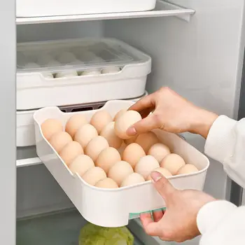

Refrigerator Egg Storage Box Dumplings Hold Storage Food Container Space Saver Kitchen Fridge Freezer Organizer Plastic Box
