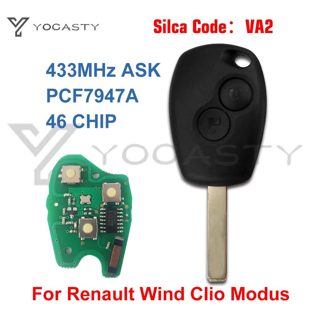 Yocпластика PCF7946A PCF7947A VA2 дистанционный ключ-брелок от машины для Renault Wind Clio Modus Kangoo Master поддерживается 2004 2005 2006 2015 2014