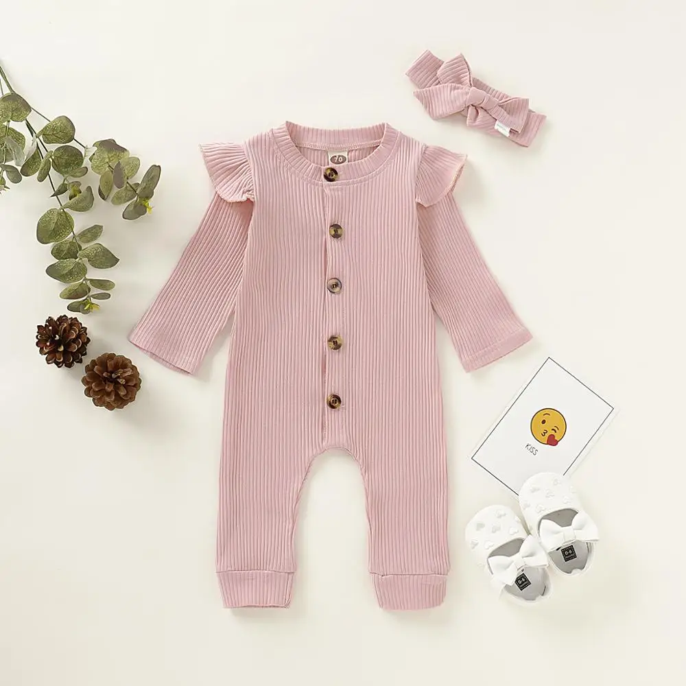 Baby Rompers for Girls Linen Jumpsuits Long Sleeve Newborn Bebes Overalls Pajamas One Piece Toddler Infant Playsuits Kids Clothe