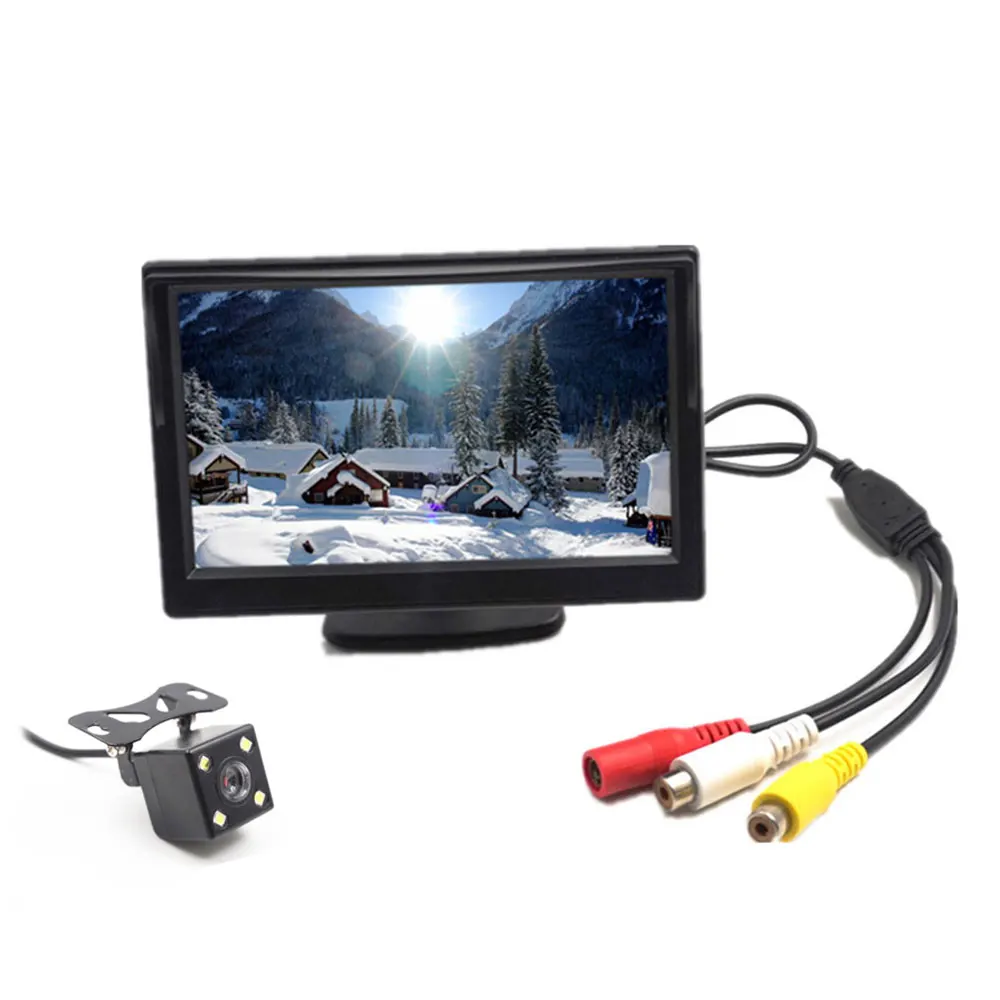 Carsanbo 5 дюймов автомобильная система заднего вида запасной дисплей монитор ЖК-экран с автомобилем 4 Светодиодный светильник камера заднего вида опционально