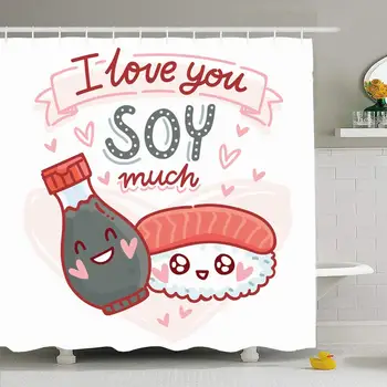 

Shower Curtain Set with Hooks 72x78 Pun Vegetables Wasabi Quibble Much As in with Phrase You Hearts Love Dish Drawing Sauce Cute