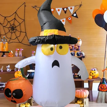 

Cute Halloween Inflatable Air Blown Ghost Pumpkin Decorations with LED Light for Indoor Outdoor Garden Yard Lawn Decor