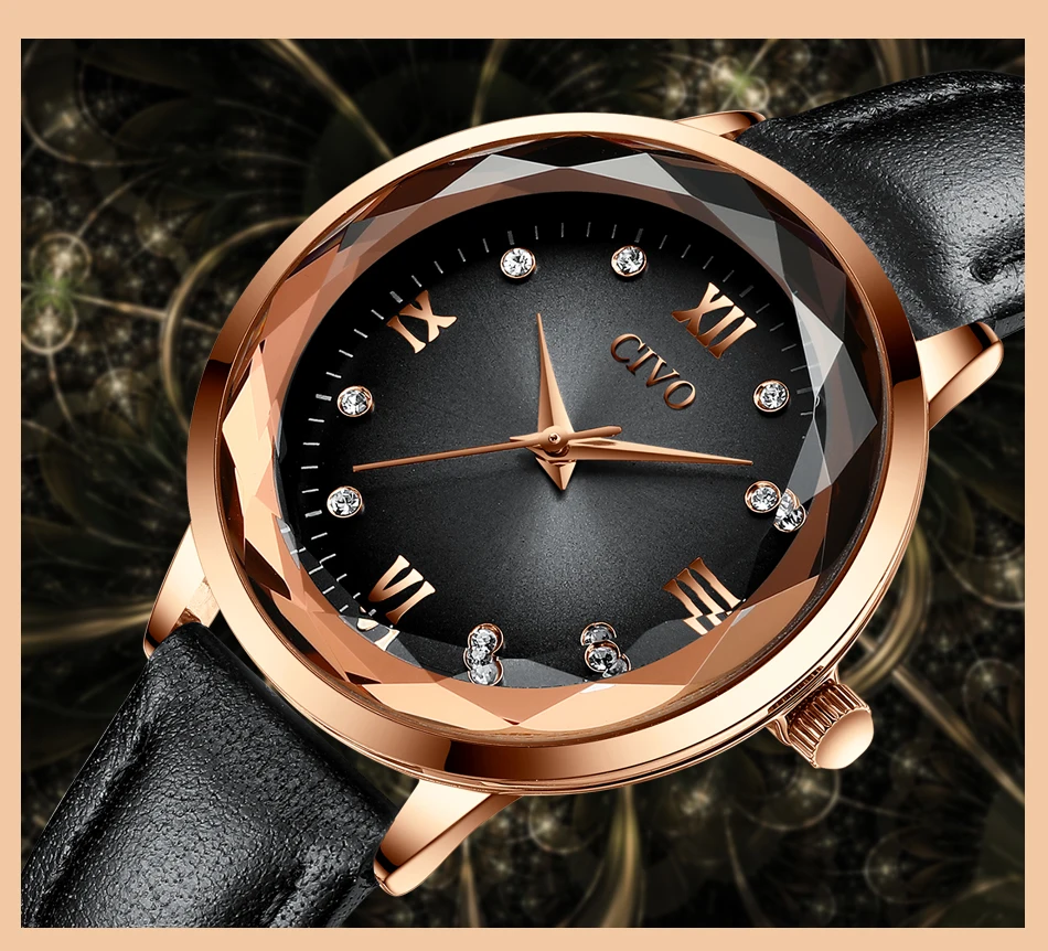 CIVO Роскошные брендовые синие наручные часы женские часы кожаный ремешок женские кварцевые часы Relogio Feminino Montre Femme