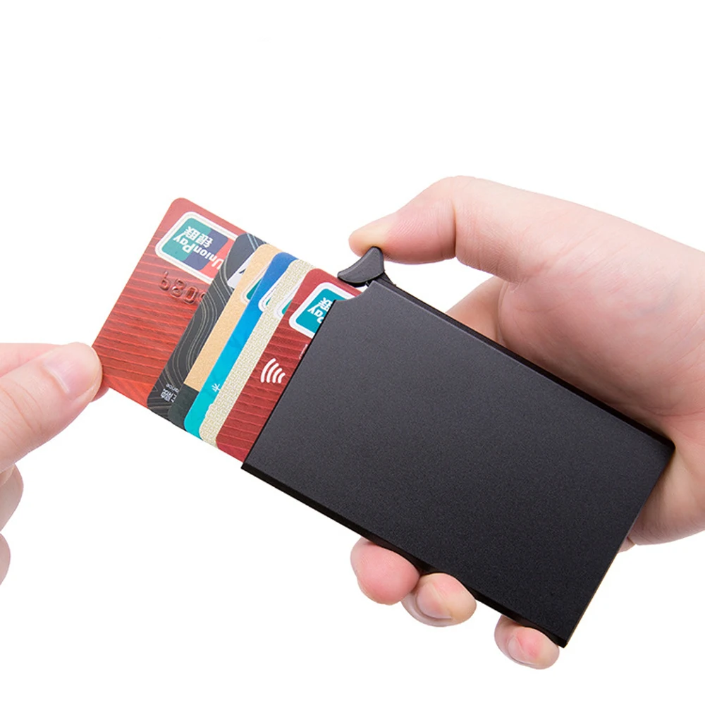 Weduoduo RFID Противоугонный держатель для карт тонкий ID кредитный держатель для карт унисекс автоматически твердый металлический кошелёк для банковских карт бизнес мини