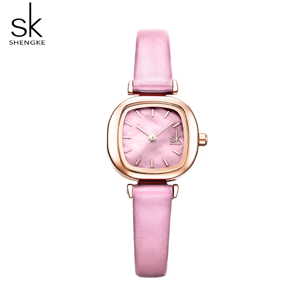 pink ShengCasual женские часы кожа кварцевые женские часы женские наручные часы Relogio Feminino Bayan Kol Saati подарок - Цвет: pink