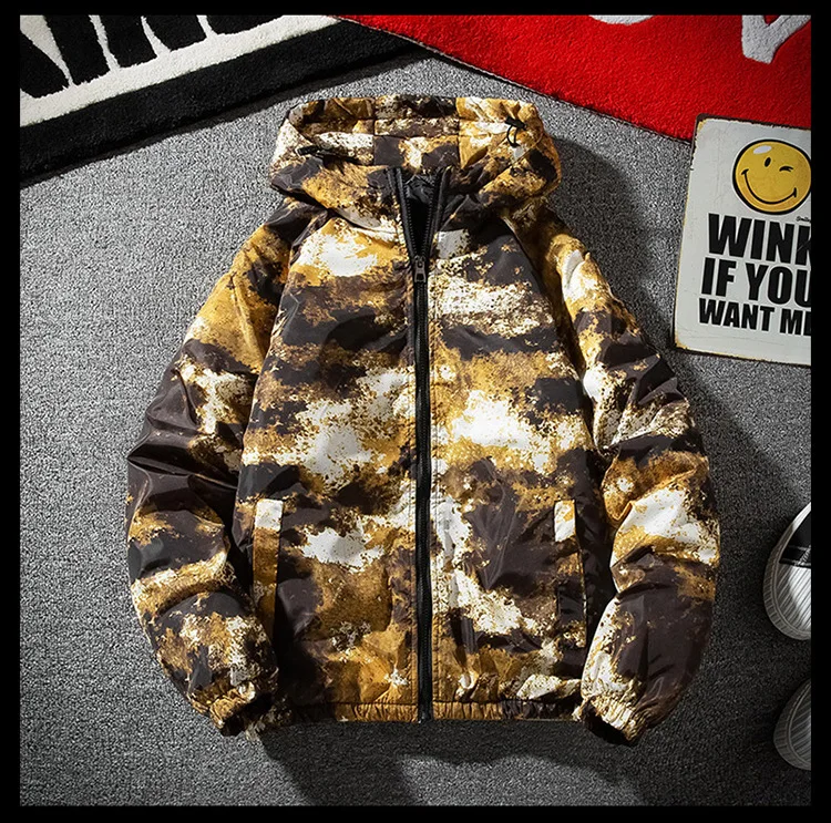 Men's Plus size wadded jackets coats Winter Cotton camouflage Hooded zipper padded Parkas Man Student jacket coats Boys