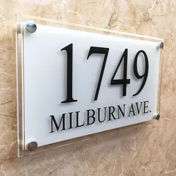 

Personalised !Large Modern Crystal Effect House Signs Plaques Door Numbers 1-9999 Street Name Plate Elegant!