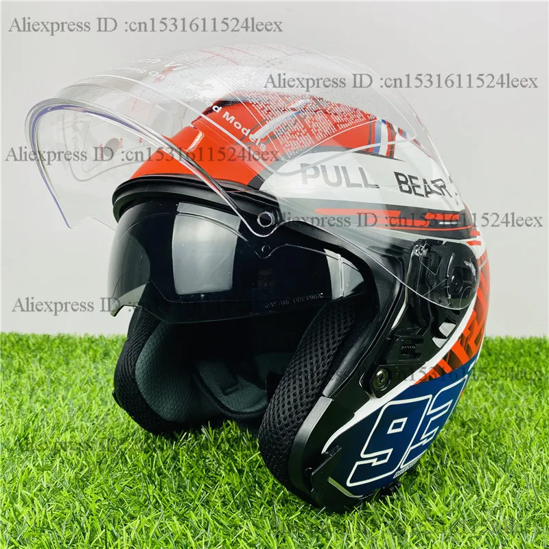 3/4 мотоциклетный шлем с открытым лицом двойными линзами Shoeii X14 93 Marquez Красный