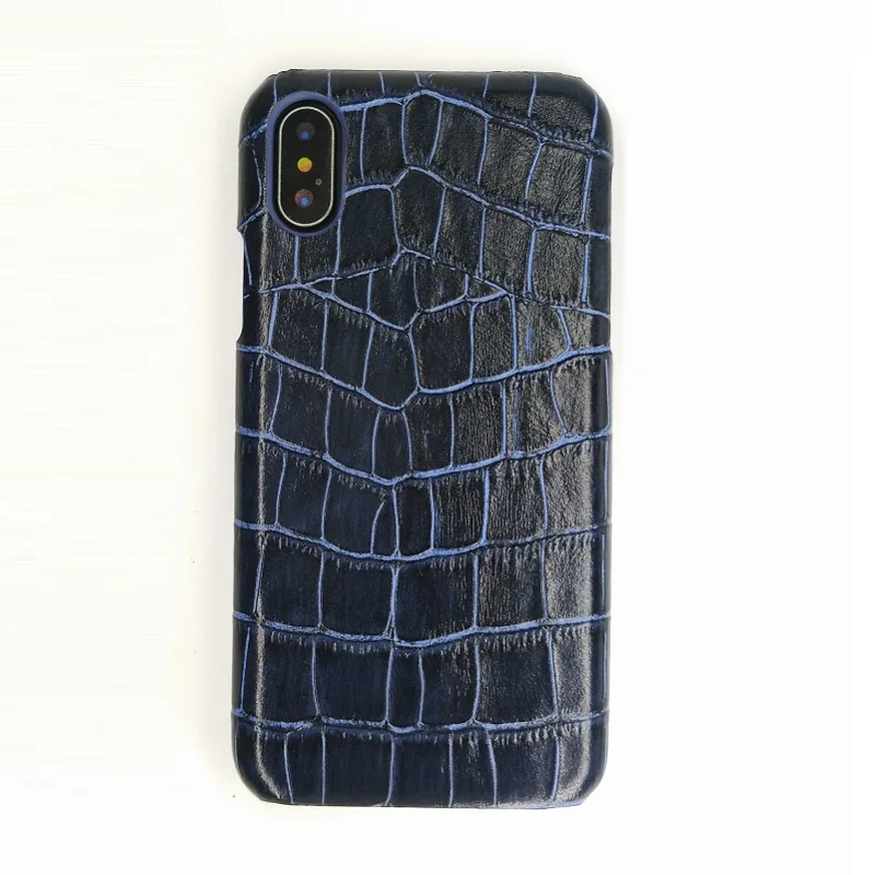 Blue Solque чехол из натуральной кожи для iPhone X XS MAX XR 7 8 Plus настоящий кожаный чехол для мобильного телефона роскошный крокодил тонкий Чехол - Цвет: Blue