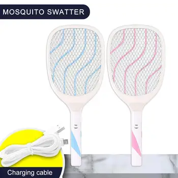 

Electric Large Bug Zapper Racket Mosquito Killer Pest Control USB Rechargeable LED Light Fruit Fly Swatter Zap Electric Racket