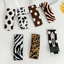 

Autumn Winter Retro Leopard Hair Clip Korean Women Girls Fabric Dot Stripe Cow Printed BB Clip Hairpin Barrettes Hair Accessory