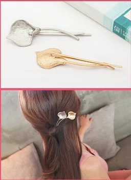 

DHL 1000pcs Fashion Flower Barrettes Solid Metal Leaf Pearl Hair Pin Hair Accessories for Women Girl