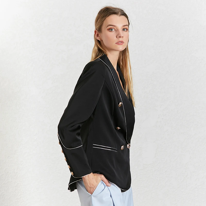 TWOTWINSTYLE хит цвет элегантный женский блейзер с зубчатым воротником с длинным рукавом летняя куртка большого размера Женская модная одежда Новинка