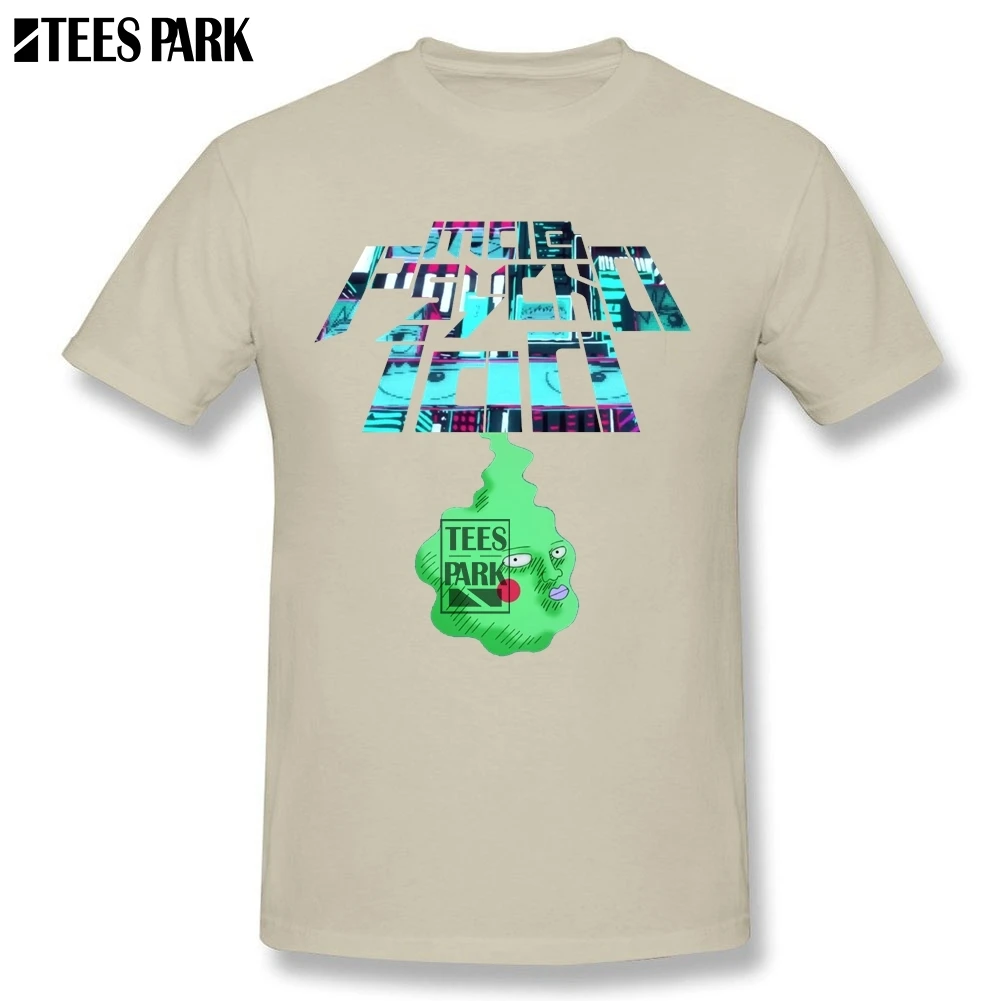 Тройник уличная Mob Psycho 100 Dimple Ретро футболки Crewneck дизайн Мужская футболка Униформа очень дешево - Цвет: Natural