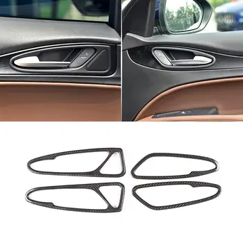 

4pcs Real Carbon Fiber Car Interior Inner Door Handle Frame Kit Parts Trim for Alfa Romeo Stelvio 2017-2020 Models Accessories