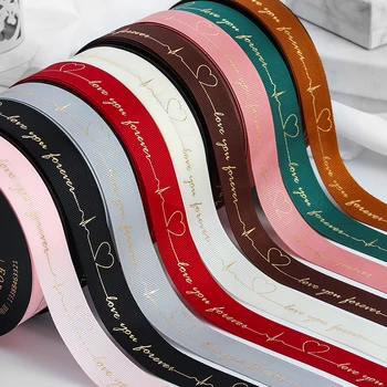 

50 Yards Luxury Hot Stamping Packaging Satin Ribbon Christmas Gifts Flowers Wrapping Ribbon Wedding Party Home Decoration supply