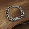 Pulsera de eslabones para hombre, Plata de Ley 925, Thai, tanque pesado, grueso, tallado, S925 ► Foto 2/6