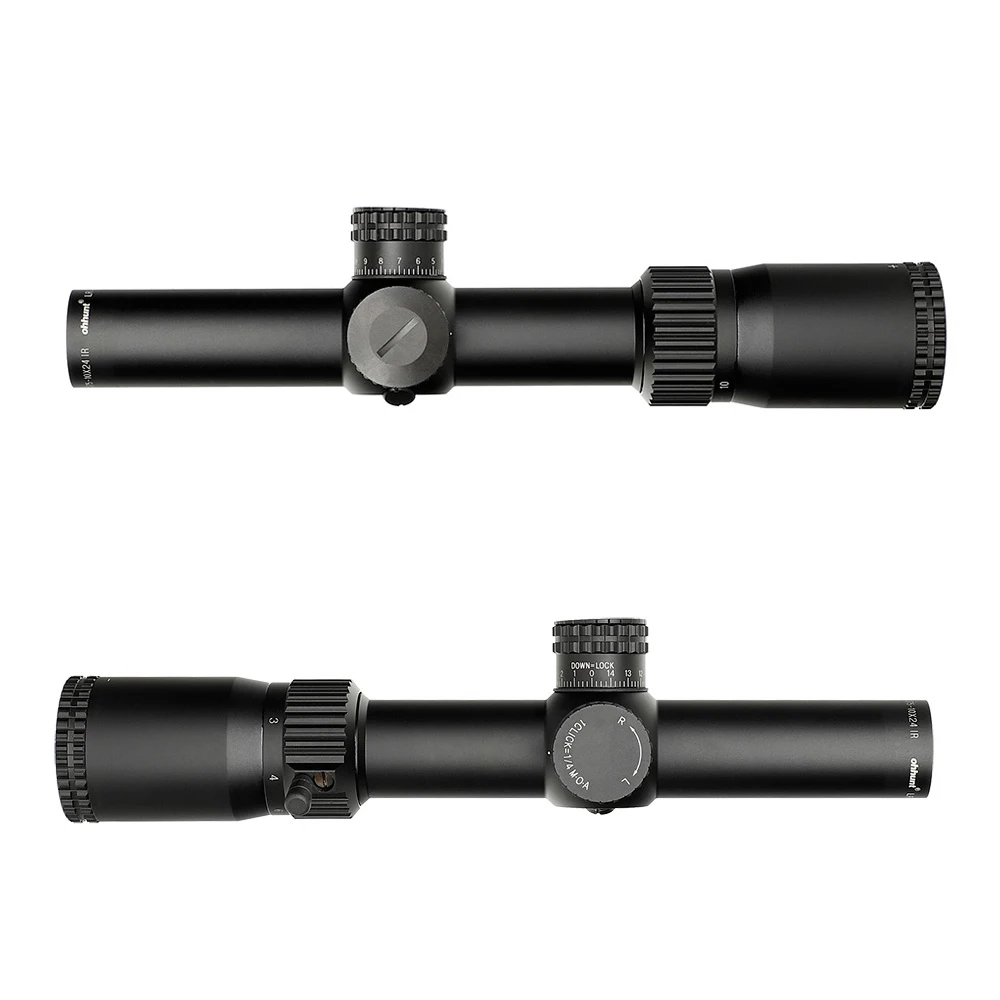 Tactical Ohhunt ir Compacto Caça Scope Vidro Gravado Reticle Vermelho Iluminação Torres Bloqueio Reset Riflescope lr wa 1.75-10x24 2 torres bloqueio reset riflescope