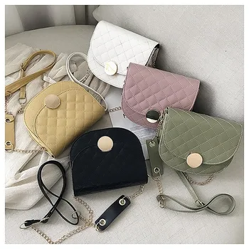 

Xiaoxiangfeng Embroidered Diamond Chain Saddle Bag Korean Round Lock Semicircle Crossbody Bag handbags shoulder bag