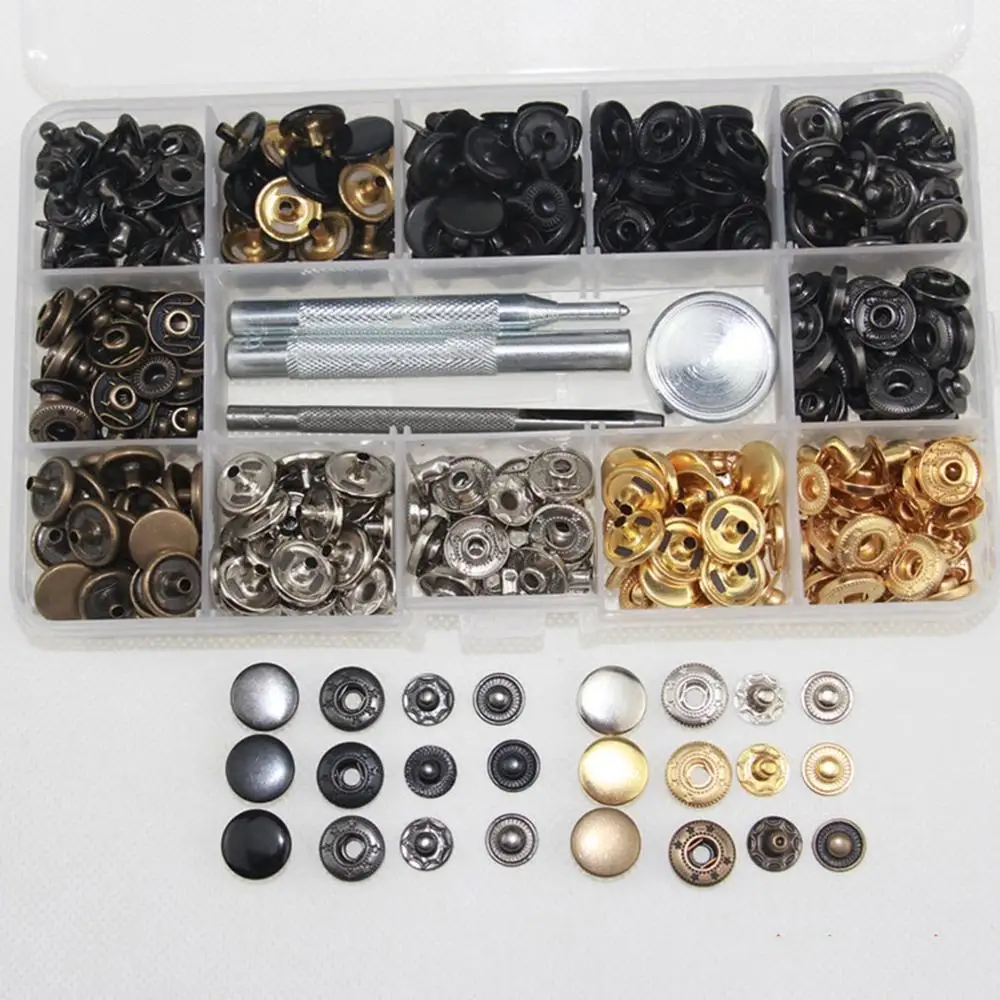 Metal Four-Button 6 Color Installation Tool Snap Button High-Grade Metal Pure Copper Button 120 Sets
