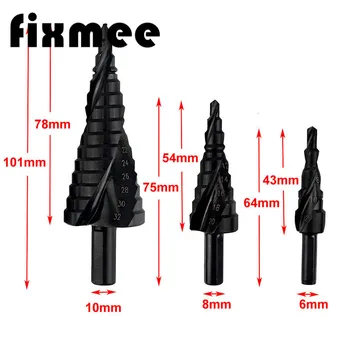 

3pcs HSS Cobalt Step Stepped Drill Bit Set 4-32MM Triangle Shank Hole Nitrogen High Speed Steel Spiral For Metal Steel